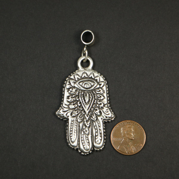 Pendants, Large Hand of Fatima with Eye & Large Bail,  53mm long