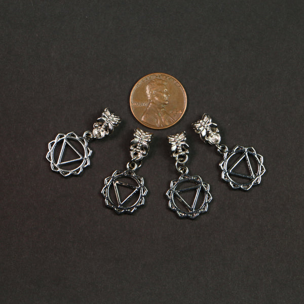 Charms, Silver Tone, Chakra Symbols, Solar Plexus Chakra, 15mm Diameter, Sold in Sets of 2