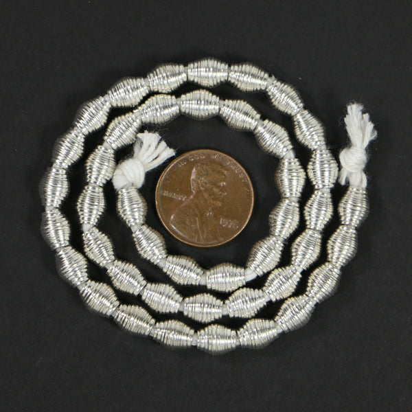 Cast Silver Plated Brass, Bicone Beehive Design, Sold by the 14 inch Strand