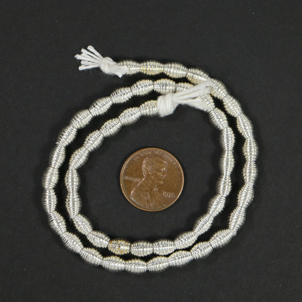 Cast Silver Plated Brass Bicone Beehive Design, Sold by the 13-inch Strand