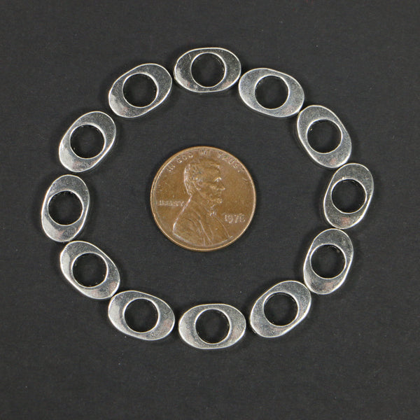 Cast Oval Ring Bead/Connectors, 11x9mm, Sold in Sets of 12