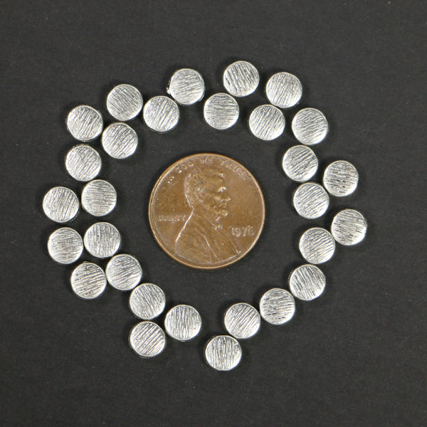 Cast Coin Shape Small with Surface Texture, 5mm Diameter, Set of 33