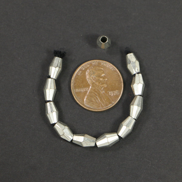 Cast Faceted Bicones, Silver-Tone, 8x5mm, Sold in Sets of 12