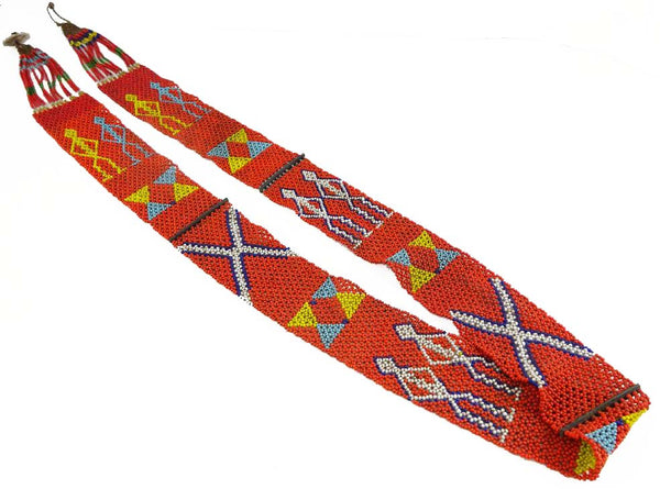 Naga Konyak Belt,  Men's Sash, Beadworked with Tiny Beads, 2 inches Wide, 42 inches Long