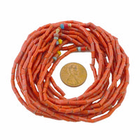 Naga Glass, Antique Thin Red Tubes, 4-5x2mm, Bags of 28 Grams