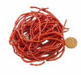 Naga Glass, Antique Thin Red Tubes, 3-9x2mm, Bags of 44 Grams