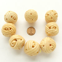 Bone, Giant "Balls of Wool" Round Beads, 30mm Diameter, Sold Individually