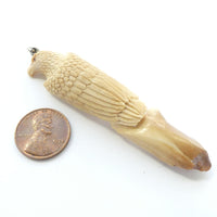 Bone, Eagle on a Branch, Carved in Walrus Tusk, 3.25 inches Long with Silver Bail