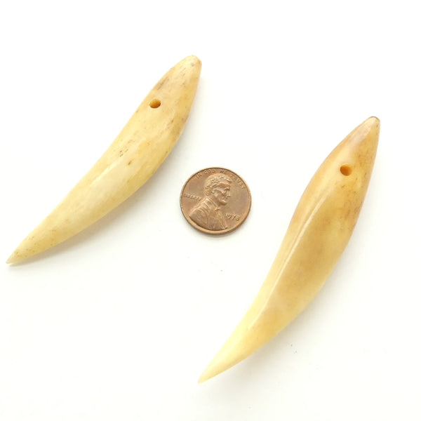 Bone, Faux Big Animal Teeth, 3-3.5 inches Long, Sold Individually