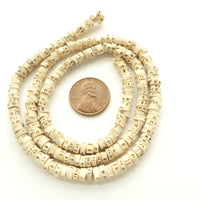 Bone, Fish Vertebrae, Vintage Small 3x5mm on 20-inch Strand