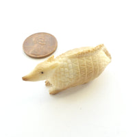 Bone, Walrus Tusk Armadillo Carved on both Sides, 42mm Long