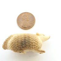 Bone, Walrus Tusk Armadillo Carved on both Sides, 42mm Long