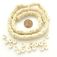Bone, Fish Vertebrae, Medium Size 4x8mm on 20-inch Strand