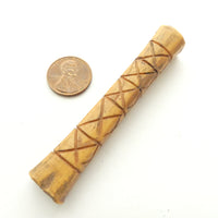 Bone, Vintage Square Cross Section Bone Tube, Etched, Peruvian, 3 Inches Long