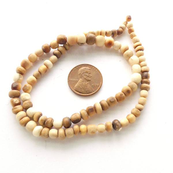 Bone, Mammoth Tusk Beads, Graduated 3-7mm on 15-inch Strand