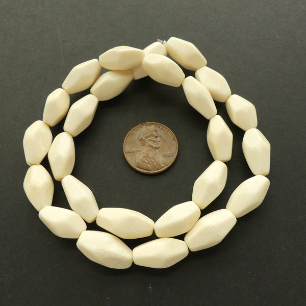 Bone, Faceted Oval Beads, 16x7mm on 16-inch Strands