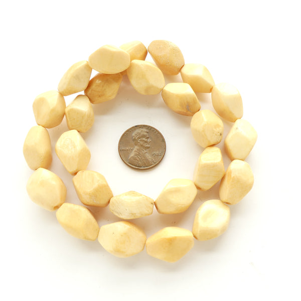 Bone, Faceted Oval Beads, 16x12mm on 16-inch Strands
