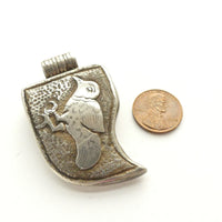 Bone, Replica of Indian Tiger Claw set in Silver with Turquoise and Coral, 50mm long