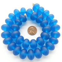 Resin Aqua Dark Matte Oblates, 12x17mm on 17-inch Strands