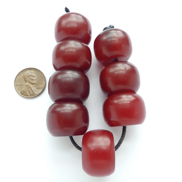 Resin, Red Possibly Faturan, Oblates, 15x22mm, Sold Individually
