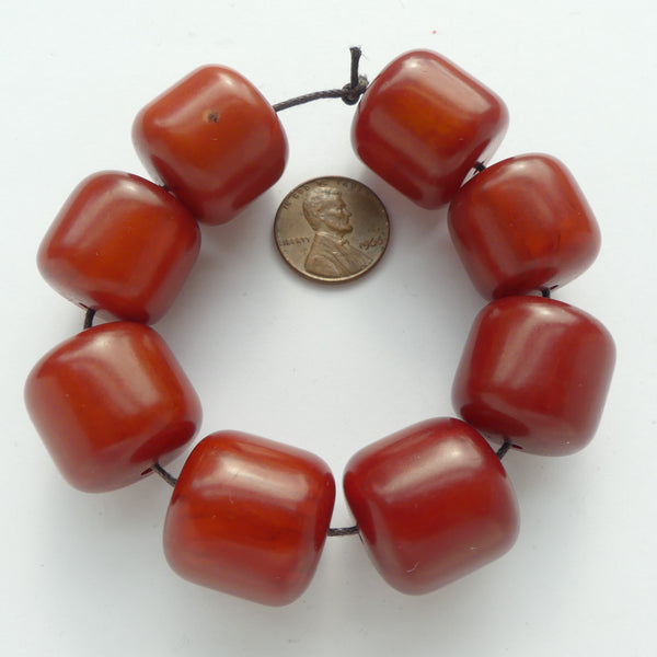 Resin, Red, Possibly Faturan, Short Cylinders, 20x20mm, Sold Individually