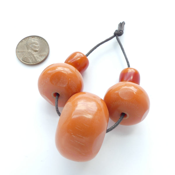 Resin, Burnt Orange, Mixed Shapes, Largest 19x28mm Sold as a Set of 5 $9