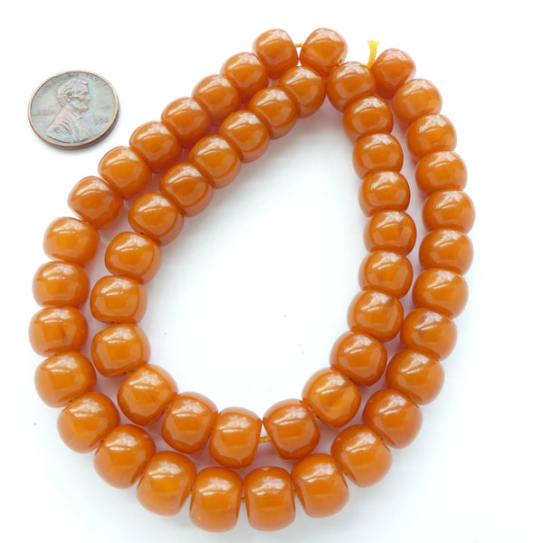 Resin, Burnt Orange, Short Barrel, 8x10mm on 16-inch Strands