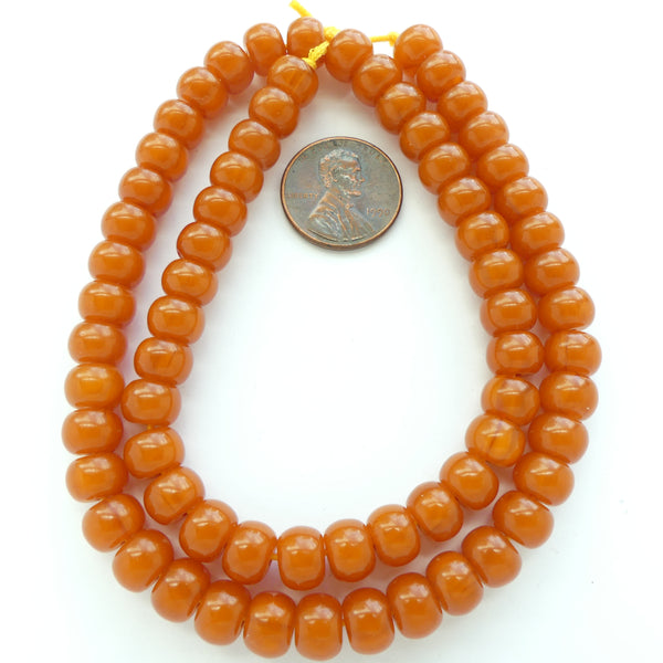 Resin, Burnt Orange, Short Barrel, 6x8mm on 16-inch Strands