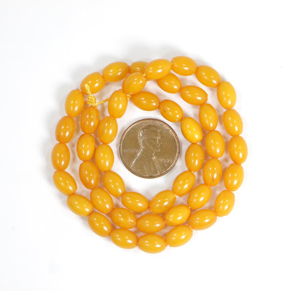 Resin, Light Butterscotch, Rice Shape, 8x6mm on 16-inch Strands