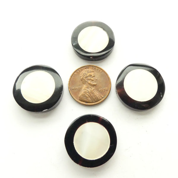 Shell & Horn Coin Shape Beads, 20mm Diameter, Sold Individually