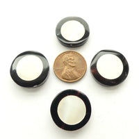 Shell & Horn Coin Shape Beads, 20mm Diameter, Sold Individually
