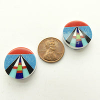 Shell Discs with Mosaic Designs of Shell, Horn, & Stone, on Both Sides, 20mm Diameter, Sold Individually