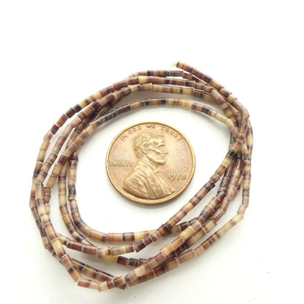 Shell, Heishi, Warm Browns & Beige, Tiny 1.5mm Diameter on Long 24-inch Strands