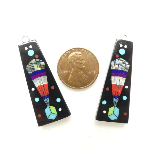 Shell, Mosaic Pendants of Stone, Horn & Shell, 38mm Long, Sold Individually