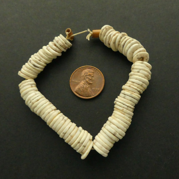 Ostrich Eggshell Heishi, Vintage Super Smooth Beads 10mm Diameter on 6-inch Strand