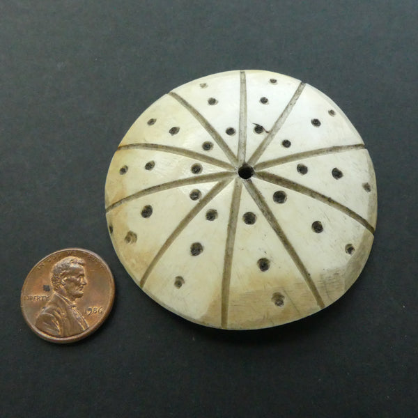 Shell, Disc Etched with Pattern of Lines & Dots, 58mm Diameter