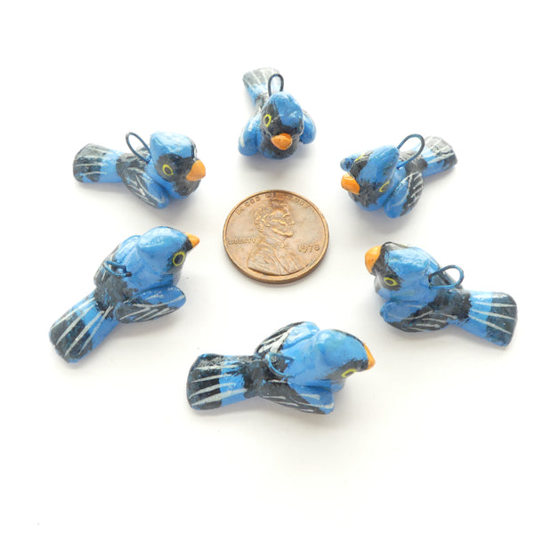 Clay Birds, Mini, Guatemalan, Bluebirds, 25mm, Sets of 6