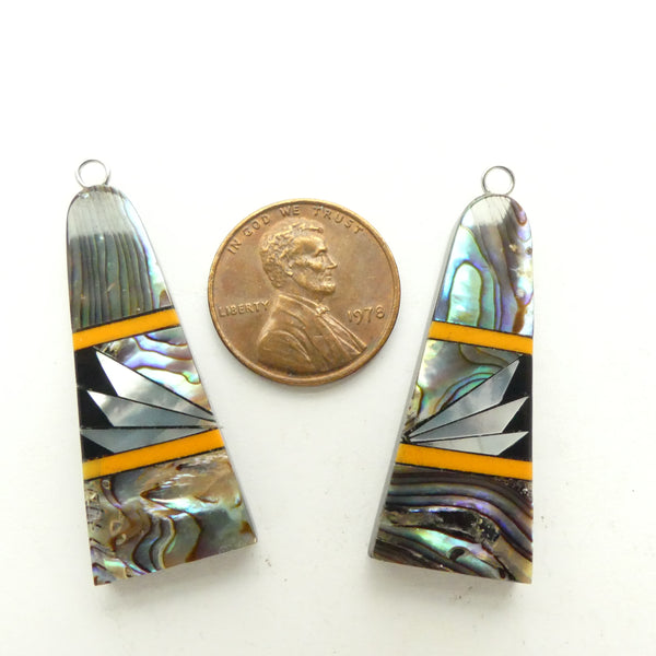 Shell, Mosaic Pendants or Earring Parts, 38mm Long, Sold Individually