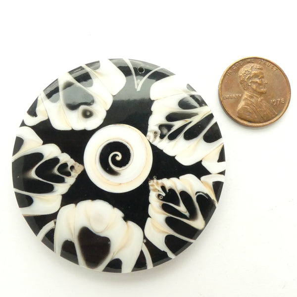 Shell, Pendants of Shell Slices Set in Resin, 50mm Diameter