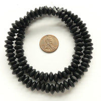 Wood Rondelles Black, 4x8mm on 16-inch Strands