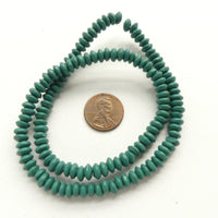 Wood Rondelles Teal, 3x6mm on 16-inch Strands
