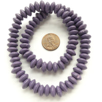 Wood Rondelles Purple, 6x12mm on 16-inch Strands