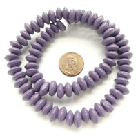 Wood Rondelles Purple, 5x10mm on 16-inch Strands