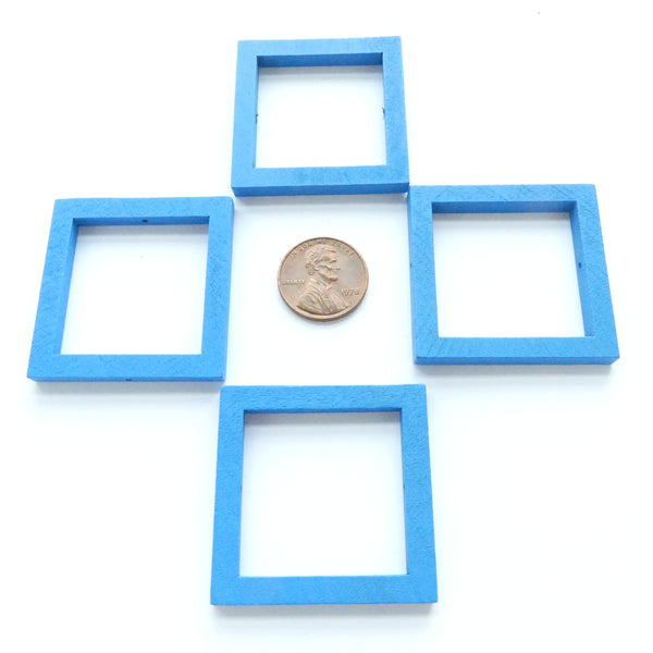 Wood Shapes, Square Blue 40mm, Sold by Sets of 4