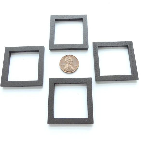 Wood Shapes, Square Black 40mm, Sold by Sets of 4