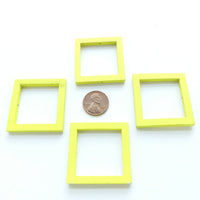 Wood Shapes, Square Yellow 40mm, Sold by Sets of 4