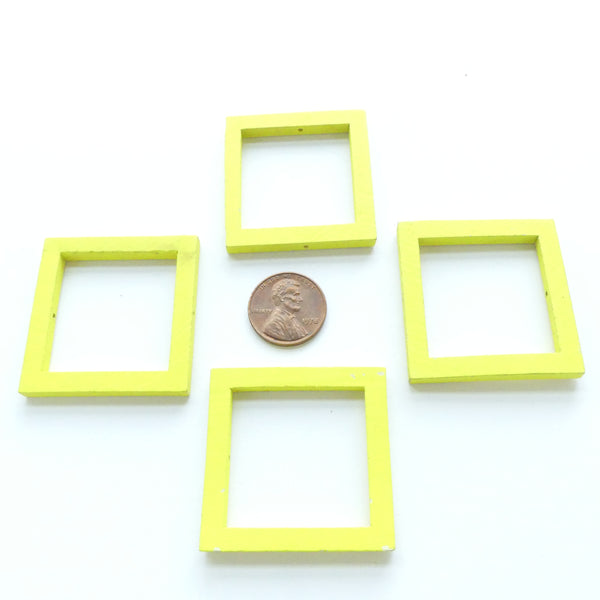 Wood Shapes, Square Yellow 40mm, Sold by Sets of 4