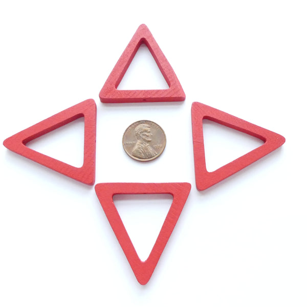 Wood Shapes, Triangle Red 40mm, Sold by Sets of 4