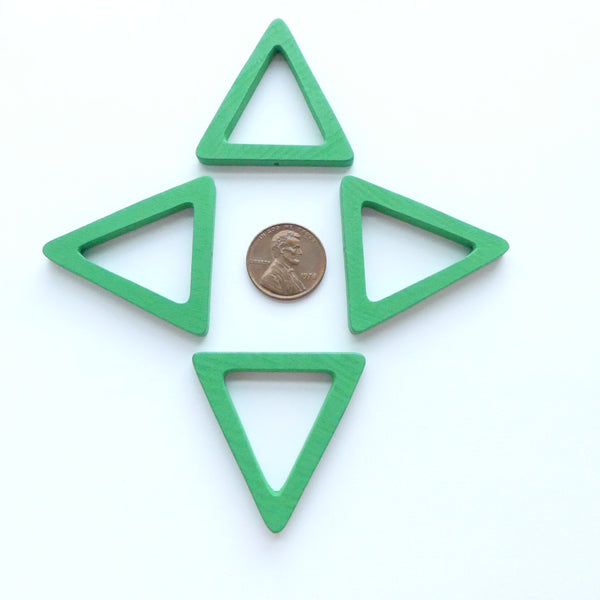 Wood Shapes, Triangle Green 40mm, Sold by Sets of 4