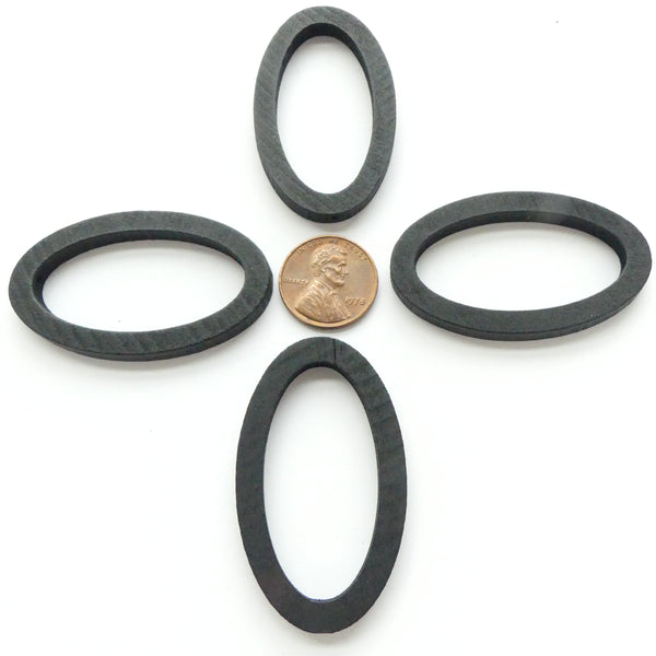 Wood Shapes, Oval Black 50x30mm, Sold by Sets of 4